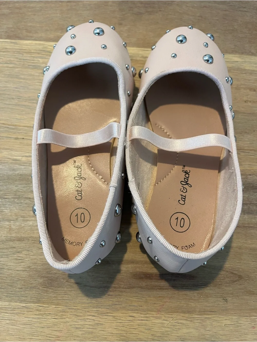 Cat & Jack Girls Pink Studded Mary Jane Flats